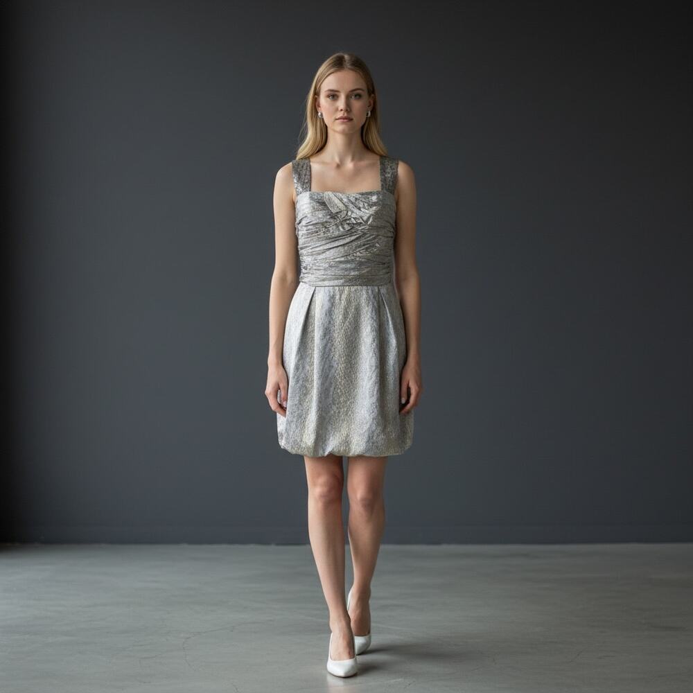 Diane von Furstenberg Metallic Snakeskin Jacquard Cocktail Dress Silk Lined 8
